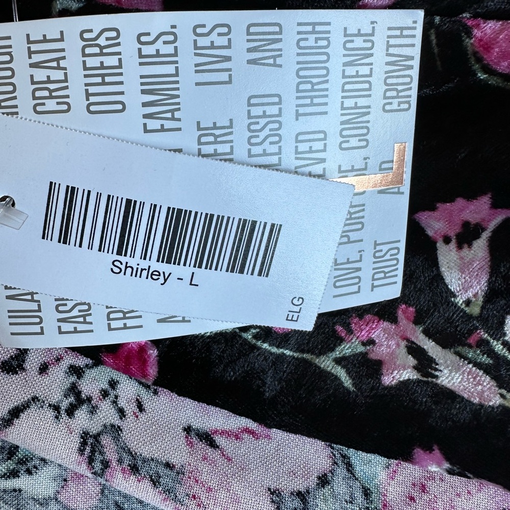 🌸 NWT LuLaRoe Shirley Floral Duster Cardigan Pink Black Size L - Picture 5 of 10